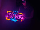 Good Vibes Only Love Neon Metal Sign, Neon Metal Wall Art