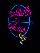 Cocktails and Dreams Neon Metal Wall Art, Neon Sign