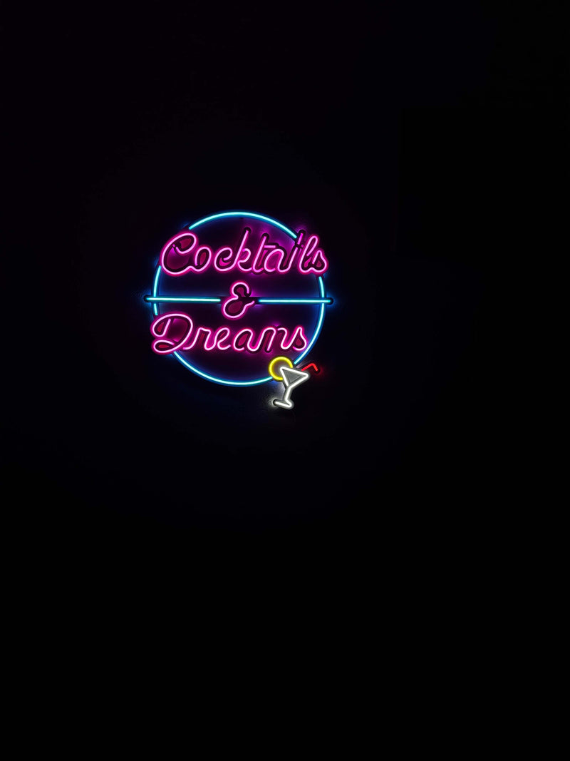 Cocktails and Dreams Neon Metal Wall Art, Neon Sign