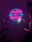Cocktails and Dreams Neon Metal Wall Art, Neon Sign