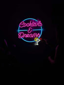 Cocktails and Dreams Neon Metal Wall Art, Neon Sign