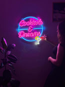 Cocktails and Dreams Neon Metal Wall Art, Neon Sign
