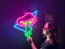 Flying Mushroom Neon Metal Sign, Neon Wall Decor