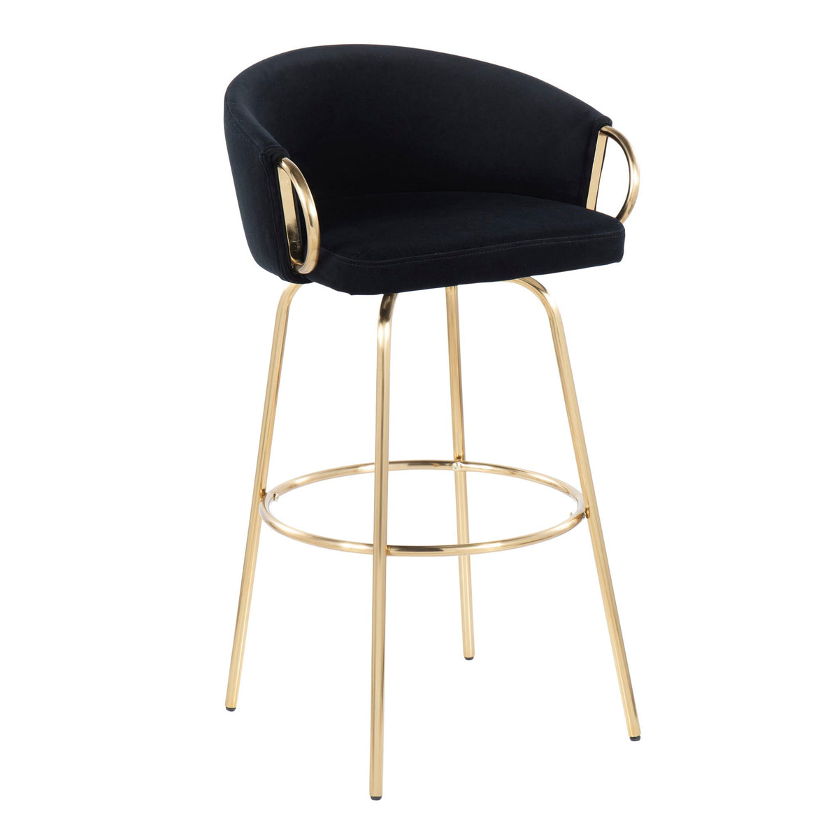 Claire - Contemporary / Glam Fixed Height Bar Stool (Set of 2) Round Footrest (Set of 2), photo 9 of 16