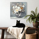 Chrysanthemum Vase Canvas Wall Art Decor Country - Stone White by HouseOfZazla