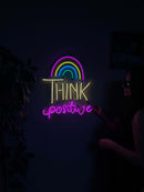 Think Positive Neon Sign, Neon Metal Wall Decor