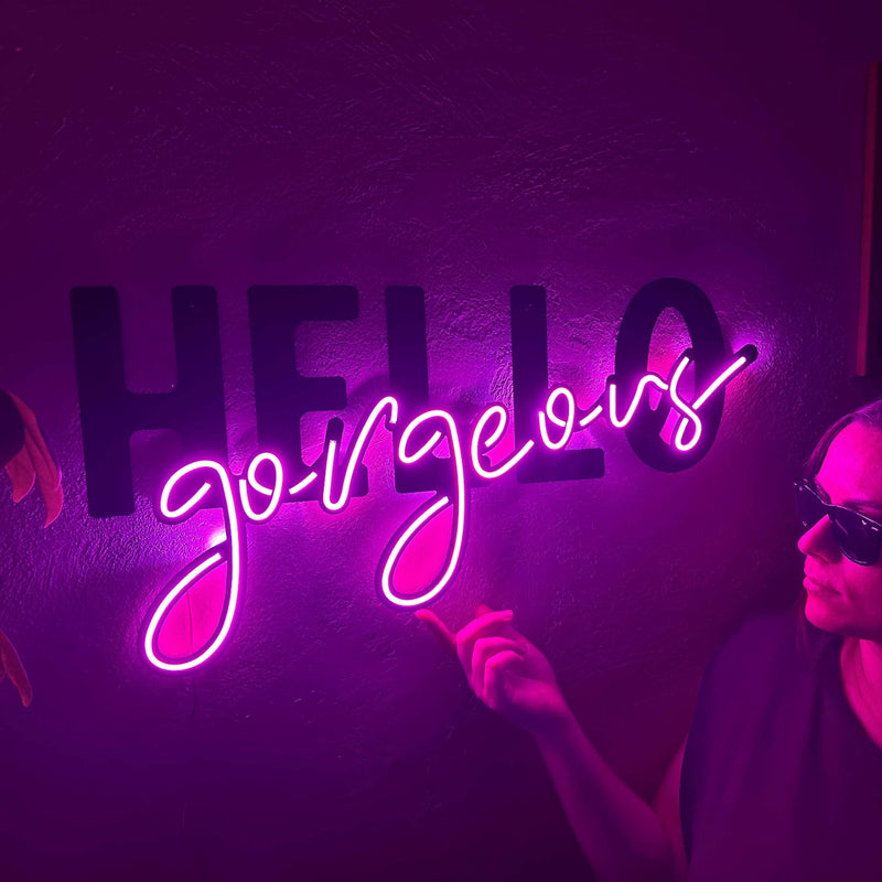 Hello Gorgeous Neon Metal Sign