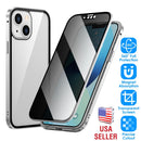Privacy Magnetic Phone Case 360¡ Full Protection Anti Spy Phone Cover Double Sided Tempered Glass Magnet Absorption Fit for IOS Phone 12Pro Max