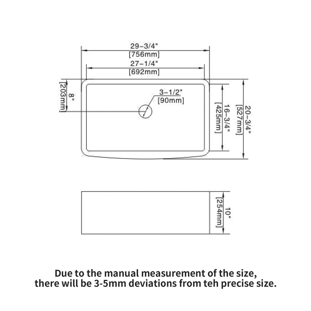 Farmhouse Sink, Apron Front Single Bowl With Arch Edge Design, photo 6 of 10