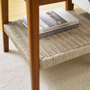 Mid - Century Square Side Table With Woven Shelf - Walnut by HouseOfZazla