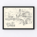 Vintage Map of Stamford, CT Business Section 1929