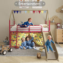 Jack - House Loft Bed With Slide And Curtain Set by HouseOfZazla