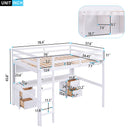 Full Size Loft Bed With Desk, Cabinets, Drawers, Charging Station And Bedside Tray, Sturdy Frame, No Box Spring Required - White by Unique Piece Furniture
