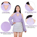 Off-the-Shoulder Blouse with V-Neck and Long Sleeves by LJGDeals