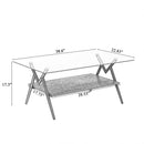 Rectangle Coffee Table With Tempered Glass Top And Shelf, Modern Table For Living Room by Unique Piece Furniture