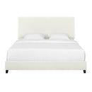 Walker Edison | King Size White Boucle Upholstered Platform Bed