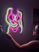 Bikini Girl Neon Metal Sign