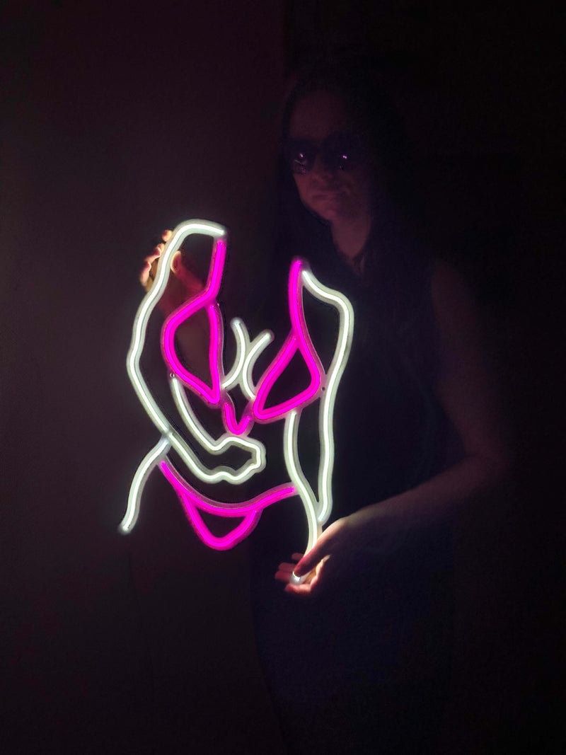 Bikini Girl Neon Metal Sign
