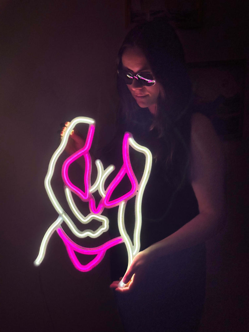 Bikini Girl Neon Metal Sign