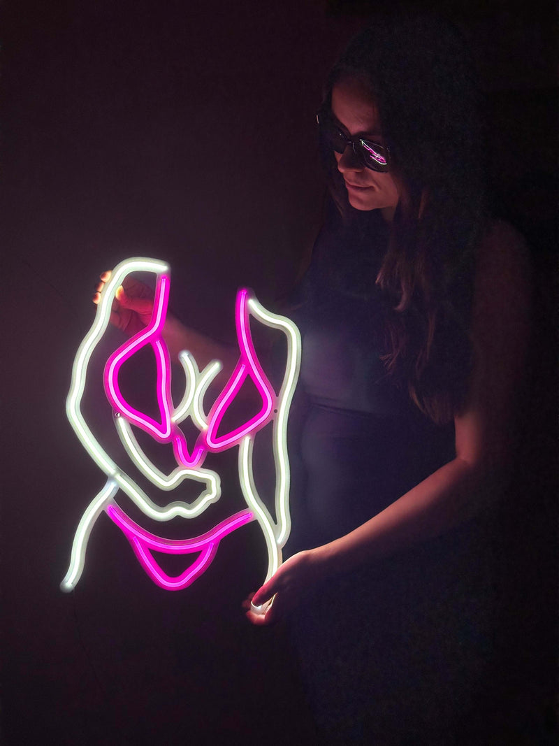 Bikini Girl Neon Metal Sign