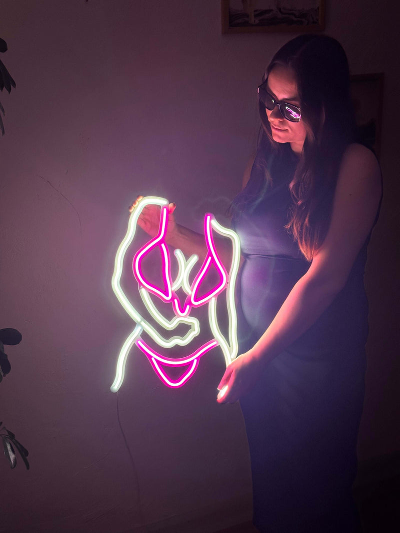 Bikini Girl Neon Metal Sign