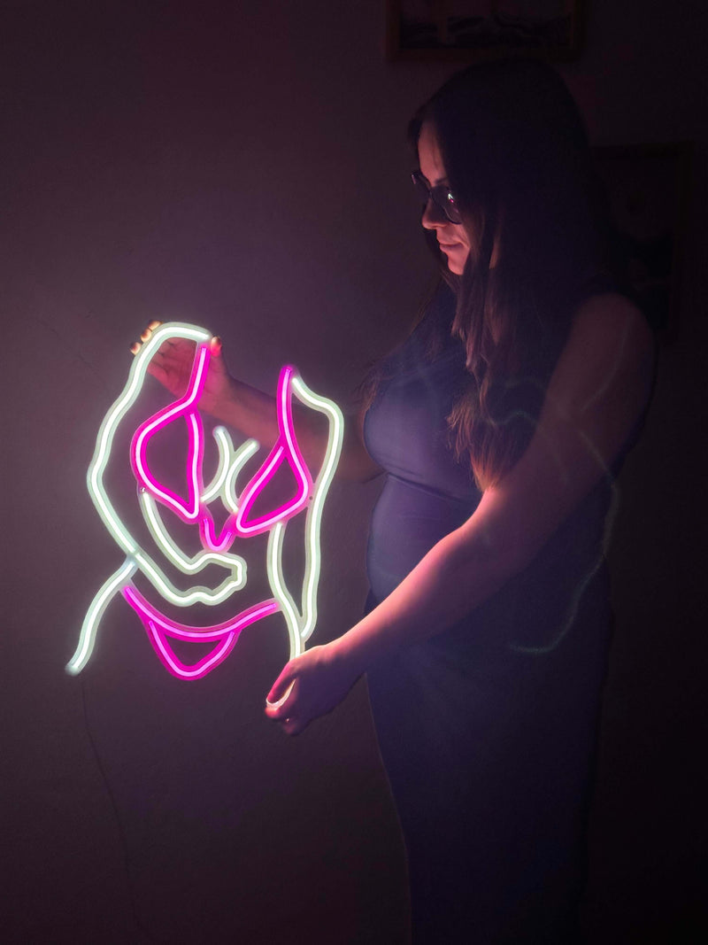 Bikini Girl Neon Metal Sign