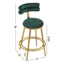 27.65'' Modern Counter Stools Set of 2,Dark green  velvet Counter Stools with iron Frame,Soft back and cushion,Footrest,suitable for Kitchen/Bedroom/Dining Room
