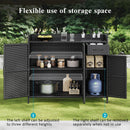 K&K 47.5"W Wicker Outdoor Storage Cabinet with Tempered Glass Top by HouseOfZazla