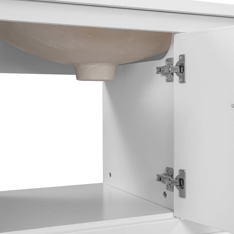 30" Bathroom Vanity with Sink, Bathroom Storage Cabinet with Doors and Drawers, Solid Wood Frame, Ceramic Sink, White
