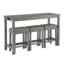 59 Inch Bar Table, Dining Table, Sofa Table with Power Outlet, 3 Upholstered Stools, 4 Piece Bar Table and Chair Set for Living Room, Dining Room, Kitchen by Montret