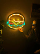 Hamburger Neon Metal Sign