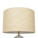 Aurora - Ribbed Lamp Base Clear Table Lamp Large Linen Shade - Beige / Clear / Gold by Unique Piece Furniture
