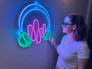 Headphone Neon Metal Sign