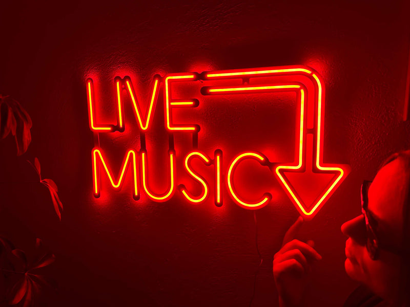 Live Music Neon Metal Sign