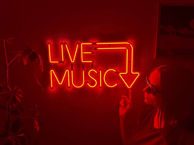 Live Music Neon Metal Sign