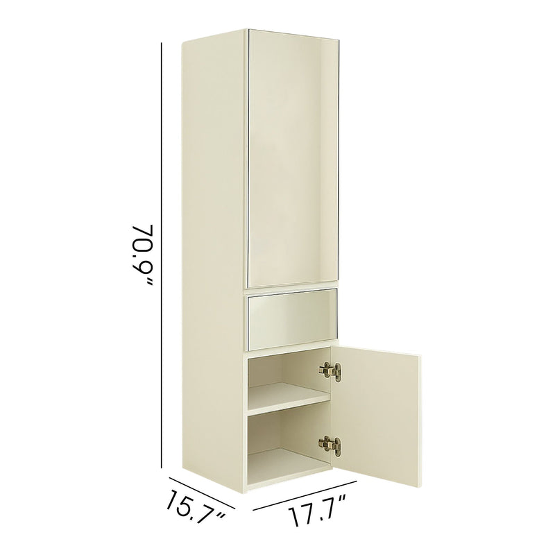 Elise - Slim Modular Closet Cabinet With Mirror - White, photo 10 of 17