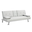 Futon Sofa Bed With Armrest Two Holders Wood Frame, Stainless Leg by HouseOfZazla