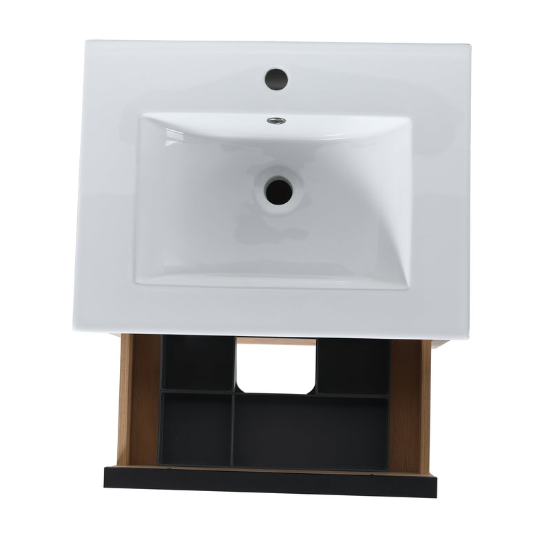 24" Bathroom Vanity with 2 Soft Close drawers, White Ceramic Basin-BLO-G-