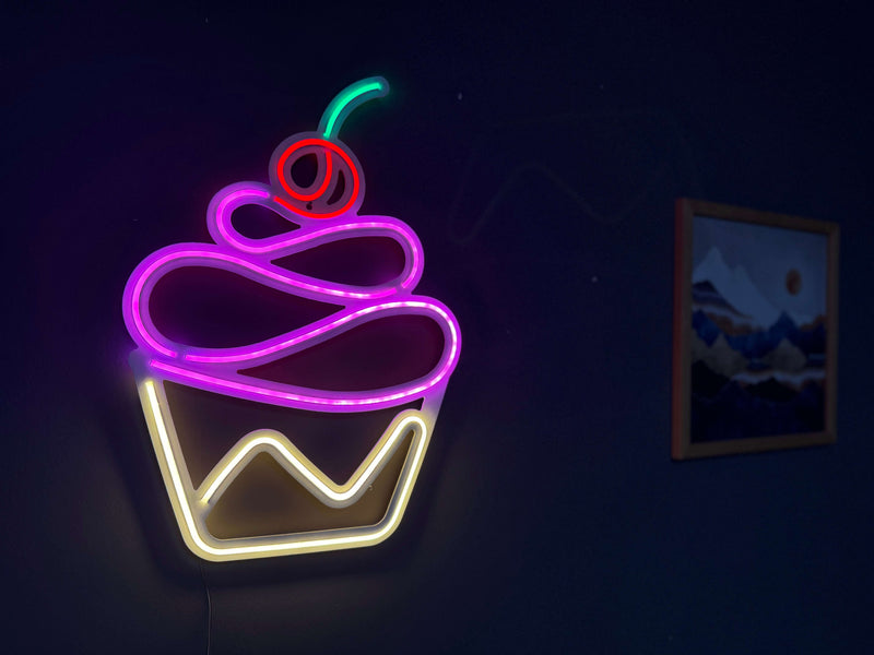 Cupcake Neon Metal Sign