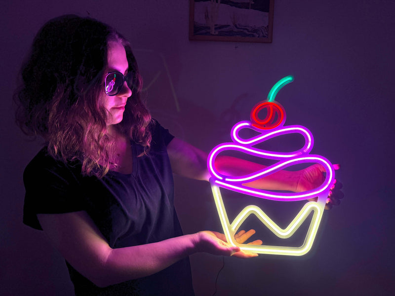 Cupcake Neon Metal Sign