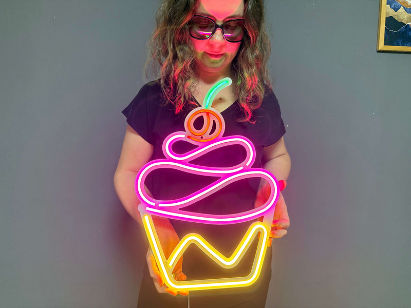 Cupcake Neon Metal Sign