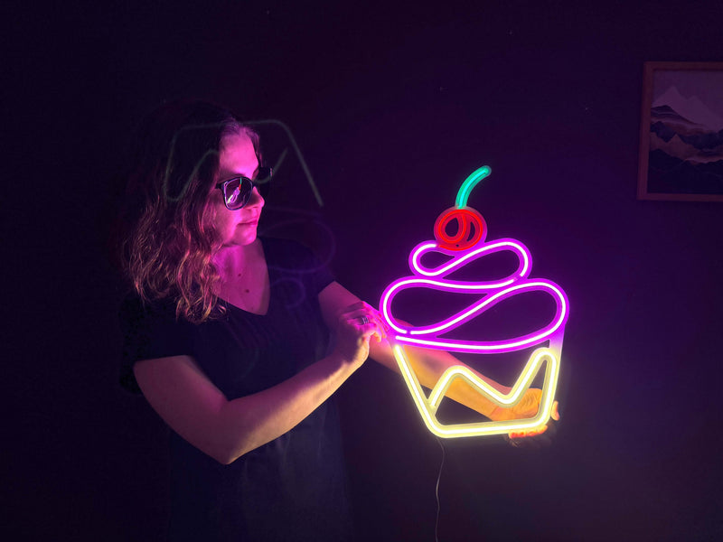 Cupcake Neon Metal Sign