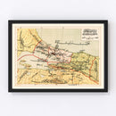 Vintage Map of Istanbul, Turkey 1909