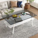 Rectangle Coffee Table, Tempered Glass Tabletop With Metal Legs by HouseOfZazla