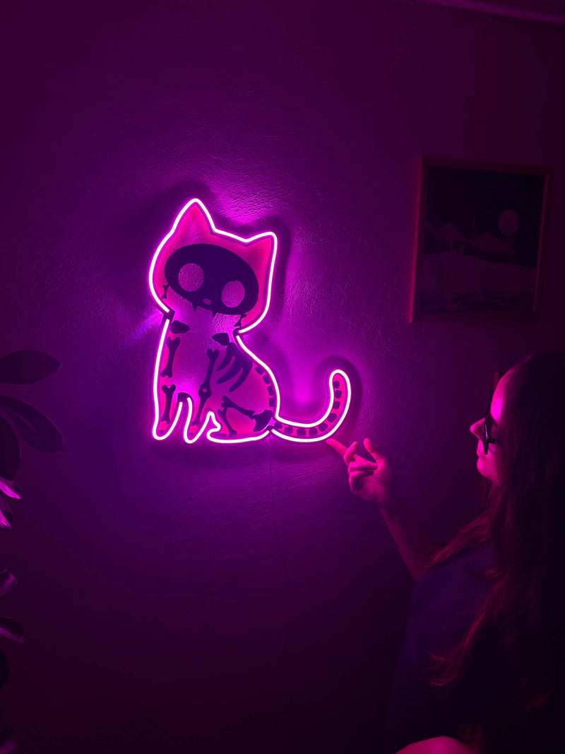 Cat X Ray Neon Metal Sign