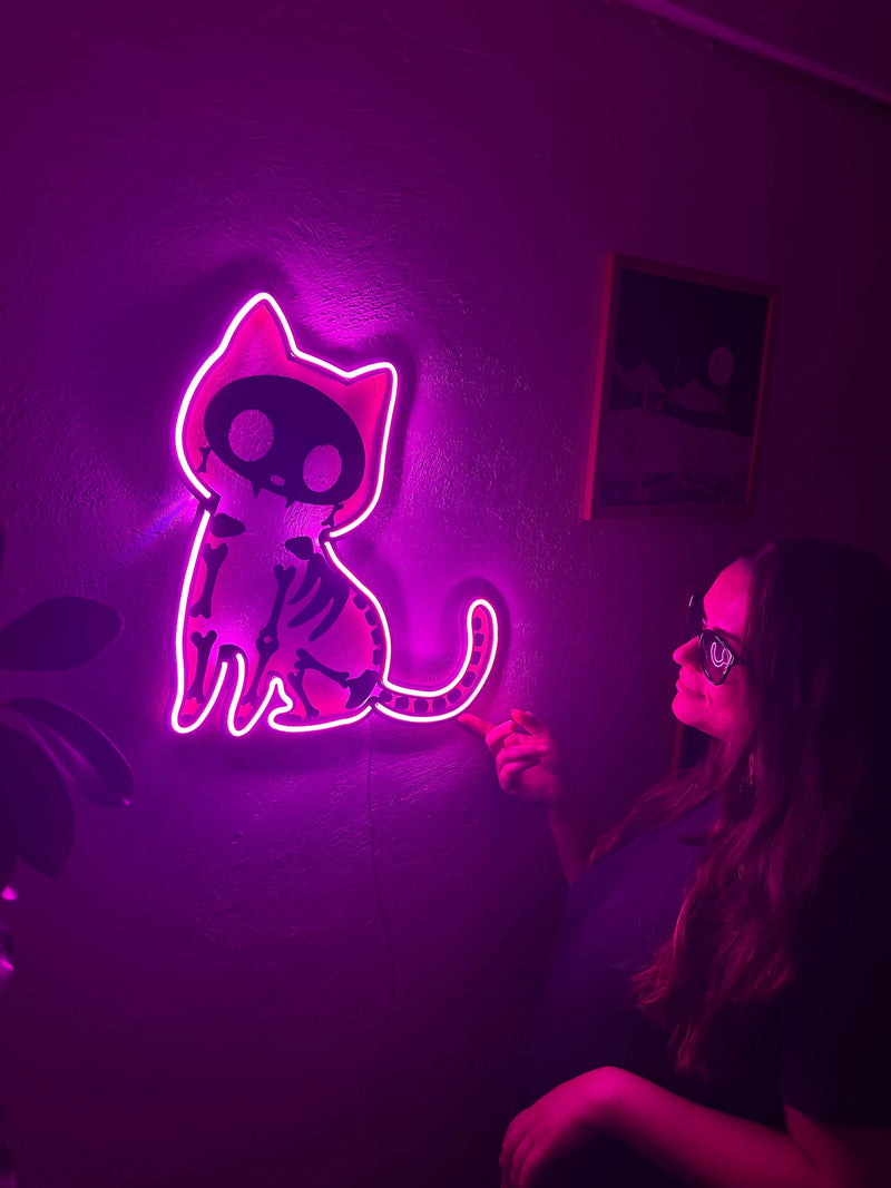 Cat X Ray Neon Metal Sign