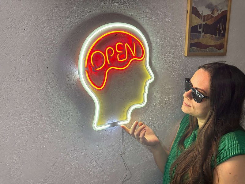 Open Mind Neon Metal Sign