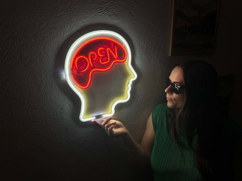Open Mind Neon Metal Sign