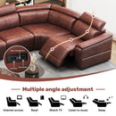 6 Piece Modular Sectional Sofa With 2 Cup Holders, Adjustable Recliners - Dark Brown
