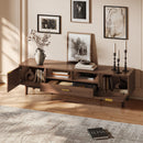 TV Stand For 75" TVs With Soft Closing Doors, Console With Accents And Drop Down Cabinet - Dark Brown by Unique Piece Furniture